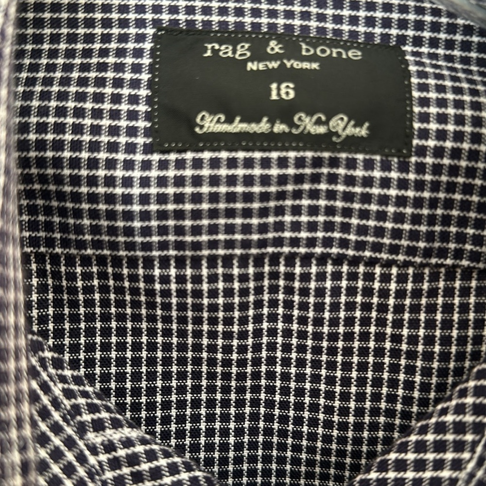 Rag & Bone Men's Black Checkered Shirt
Deep navy to off white checkered